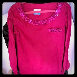 Place top for girls fuccia embellished with shiny